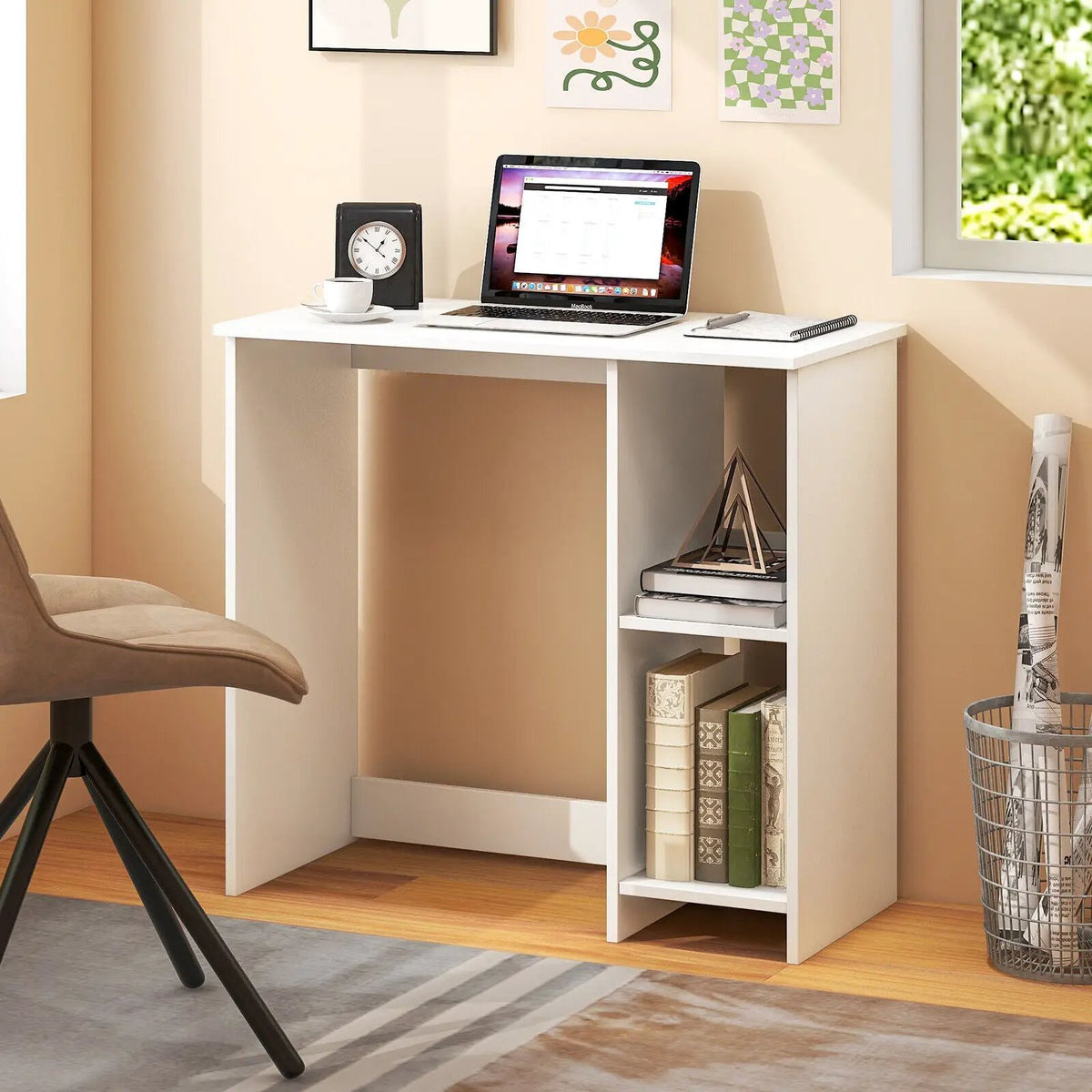 31.5 Inch Modern Home Office Desk with 2 Compartments by DirectDeals