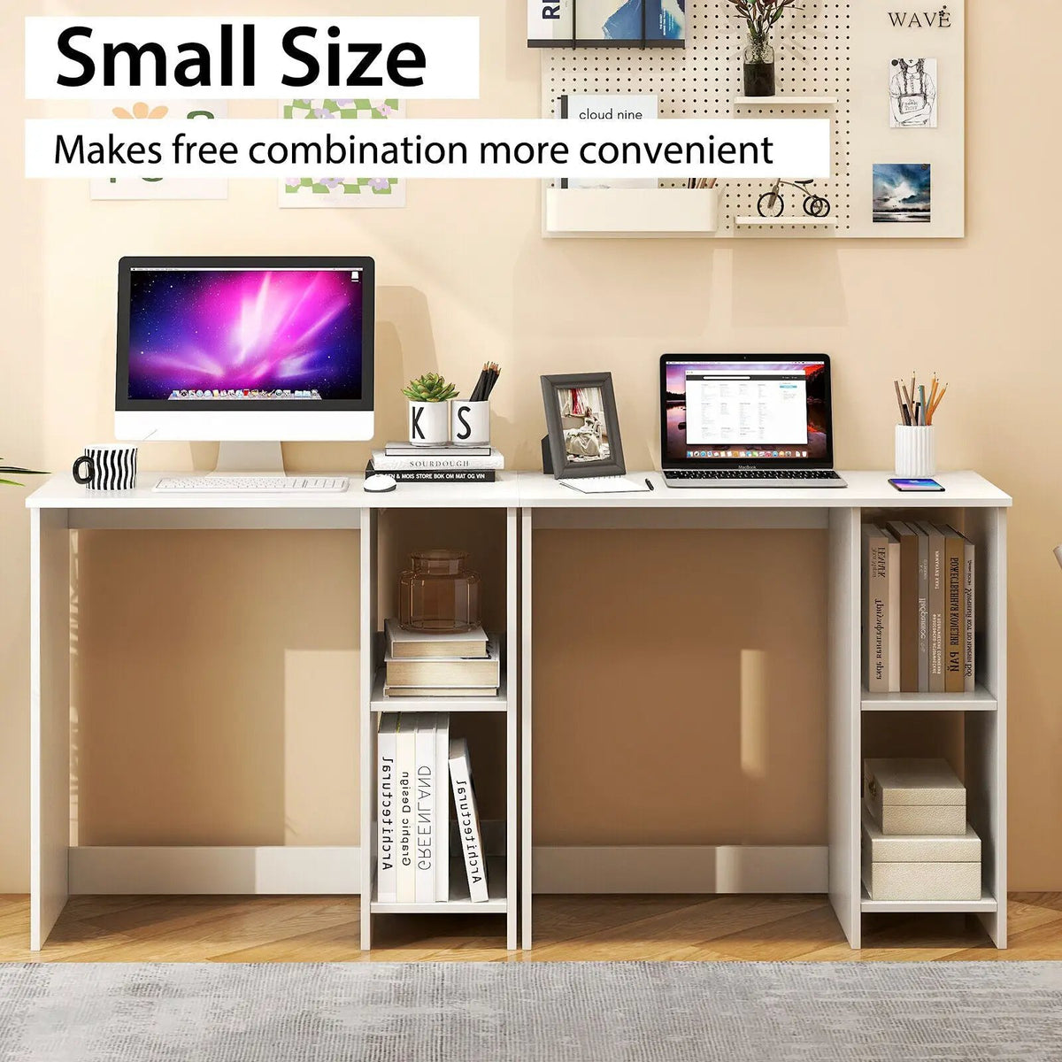 31.5 Inch Modern Home Office Desk with 2 Compartments by DirectDeals