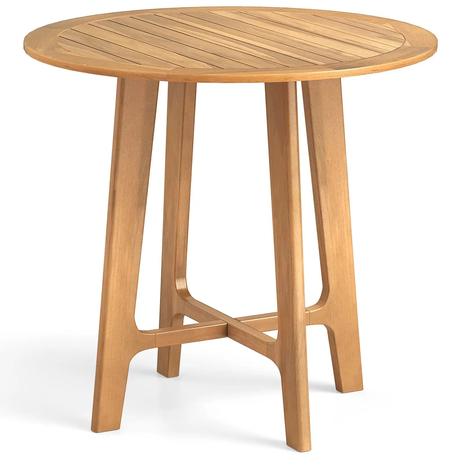 31.5 Inches Patio Dining Table with Slatted Tabletop and X-shaped Frame by DirectDeals