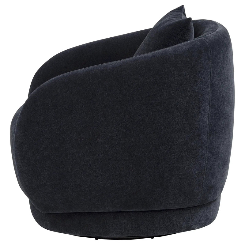 Arnaud Chenille Upholstered Swivel Accent Chair Navy by Unique Piece Furniture
