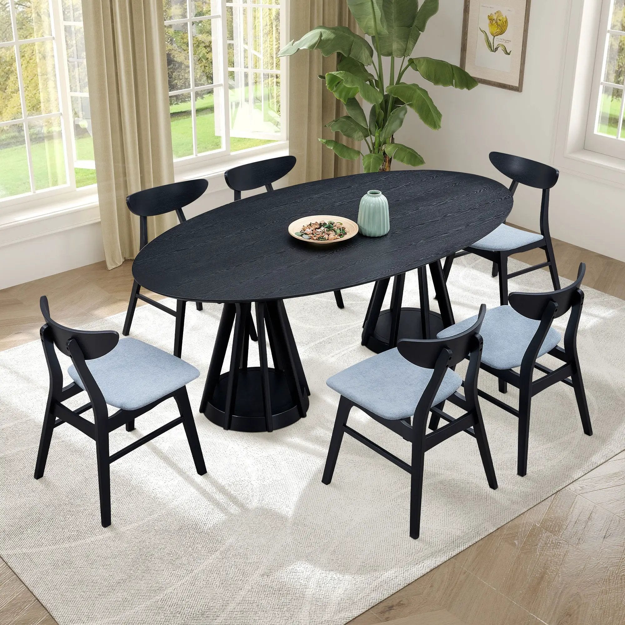 Modern Dining Table Set of 7: 1 Table + 6 Chairs by HouseOfZazla