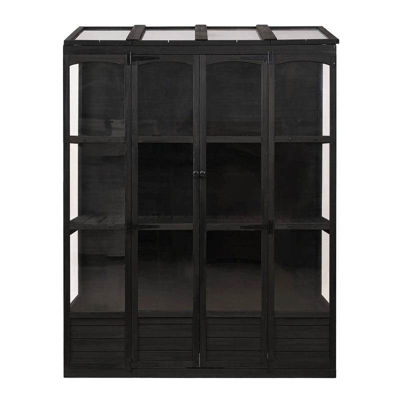 TOPMAX 78-inch Wooden Greenhouse Cold Frame with 4 Independent Skylights and 2 Folding Middle Shelves by HouseOfZazla