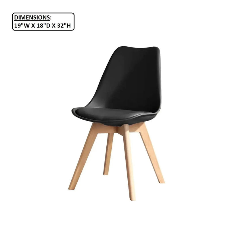 Padded Seat Cushions Home Kitchen Side Chair (Set of 2) - Black by Unique Piece Furniture