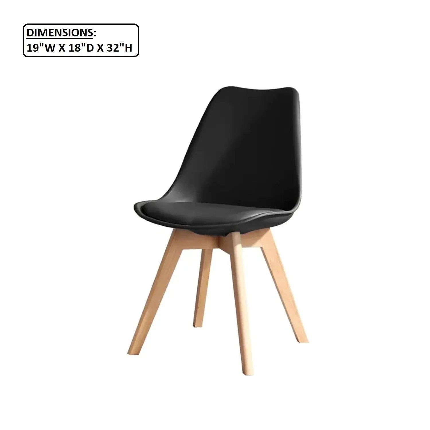 Padded Seat Cushions Home Kitchen Side Chair (Set of 2) - Black by HouseOfZazla