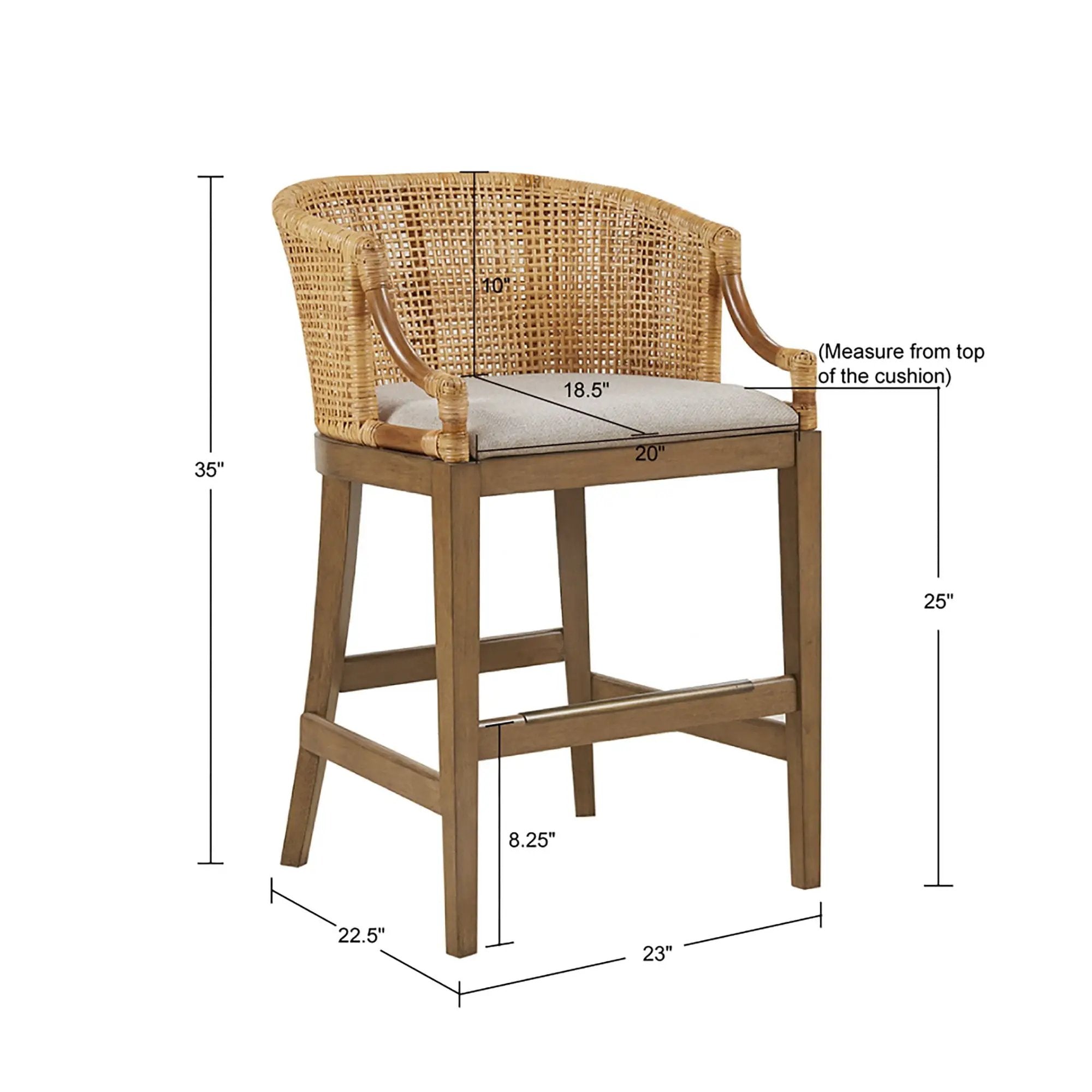 Casual Handcrafted Rattan Counter Stool by Unique Piece Furniture