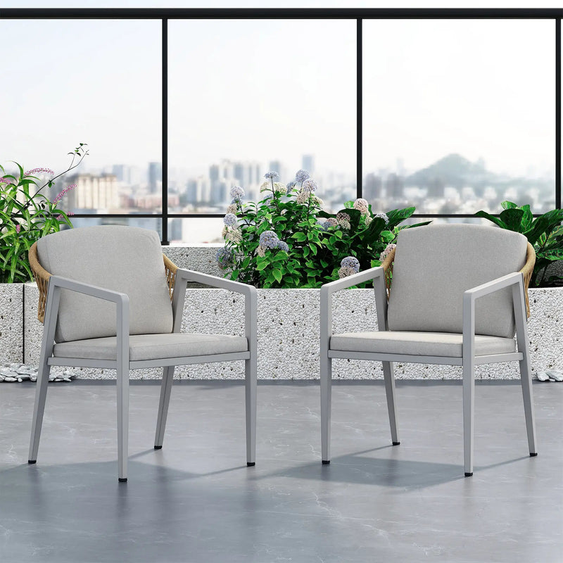 Outdoor Dining Chair Set of 2, Wicker Rattan Woven Patio Chairs by HouseOfZazla
