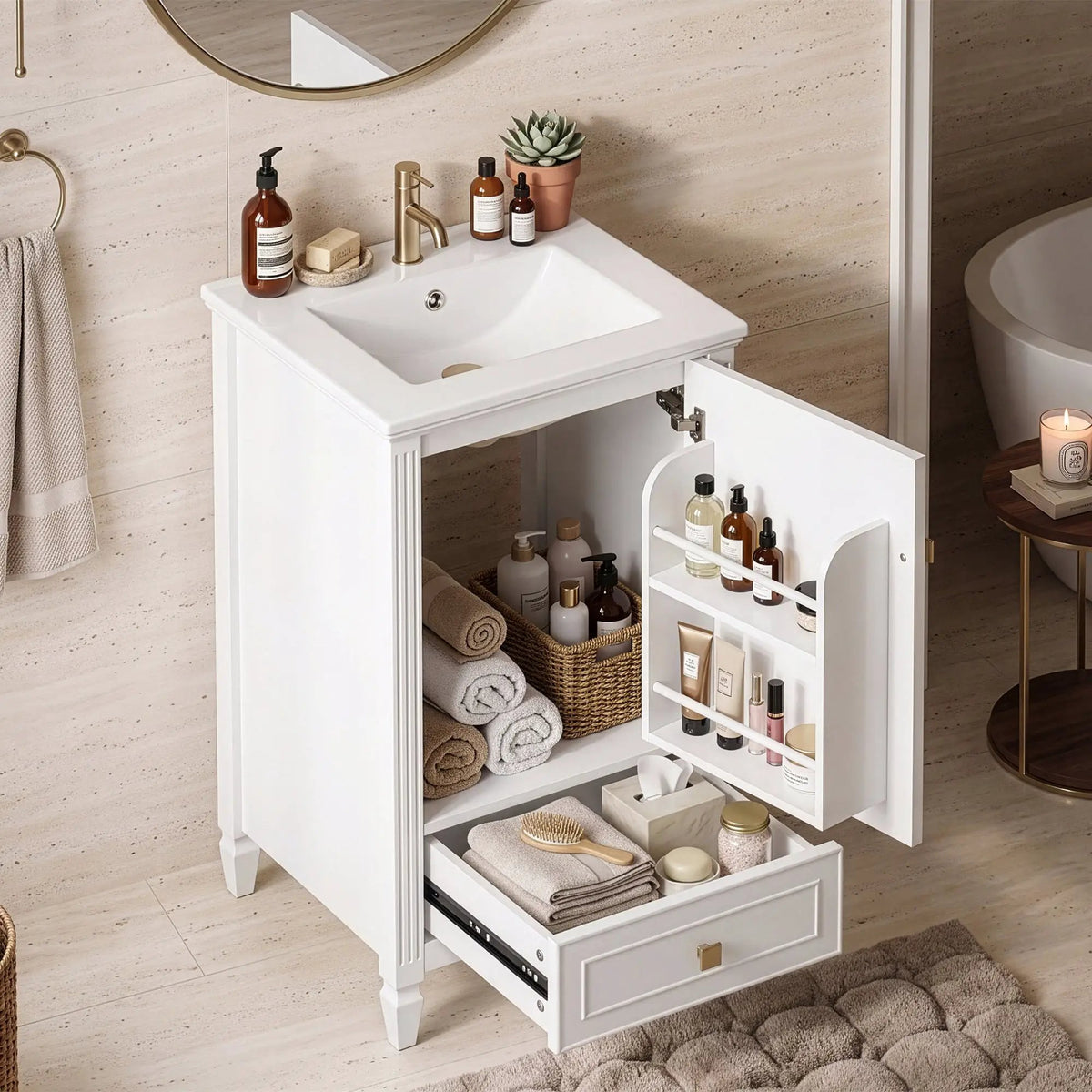 20" Bathroom Vanity with Ceramic Sink and Storage Cabinet by HouseOfZazla