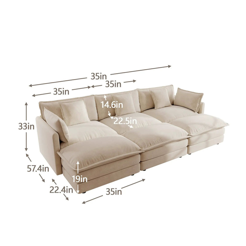 Comfortable Deep Seat Reversible Modular 3 Seater Sectional Sofa by HouseOfZazla