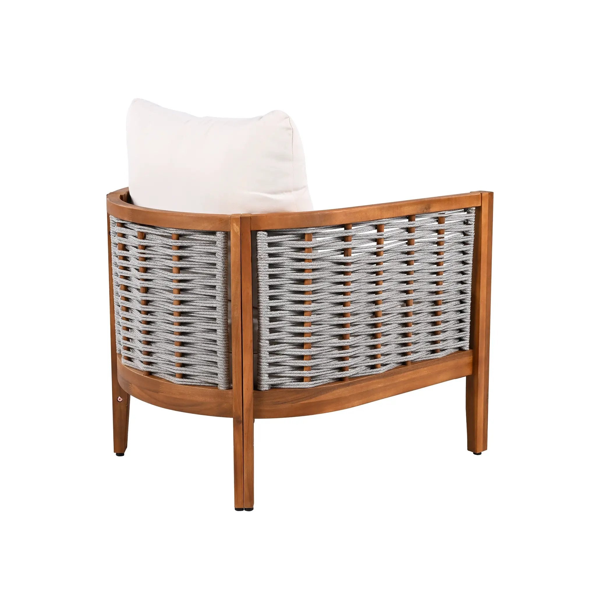 Outdoor Tub Design Armchair with Woven Rope and Acacia Wood by HouseOfZazla