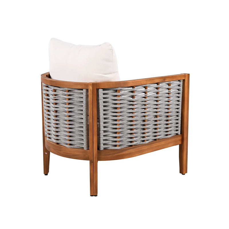 2 Pieces Outdoor Unique Tub Design Armchair with Woven Rope by HouseOfZazla