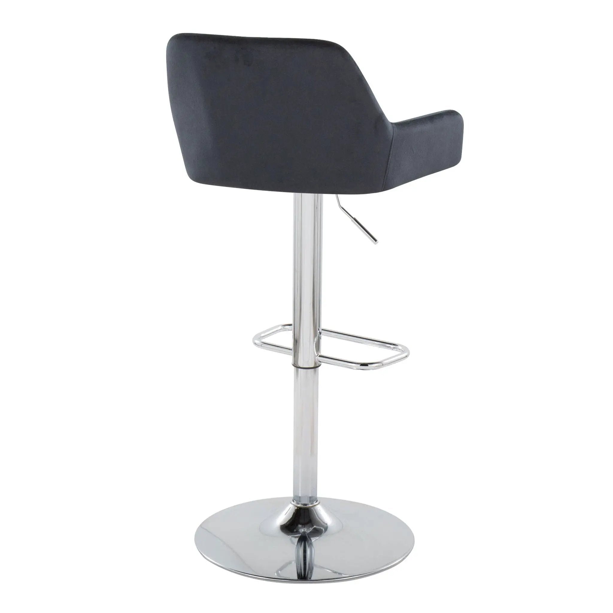 Daniella - Contemporary Adjustable Barstool With Swivel With Rounded Rectangle Footrest (Set of 2) by HouseOfZazla