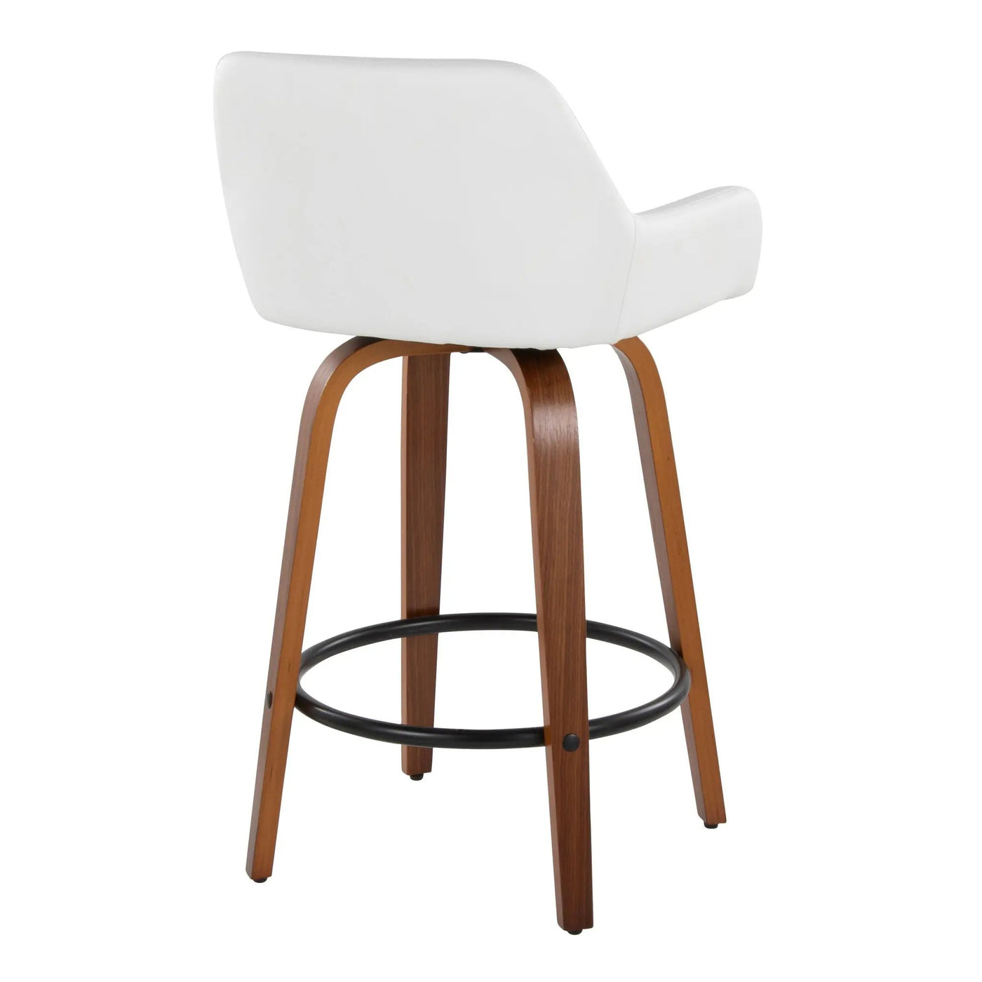 Daniella - Contemporary Fixed Height Counter Stool With Swivel With Round Footrest (Set of 2) by HouseOfZazla