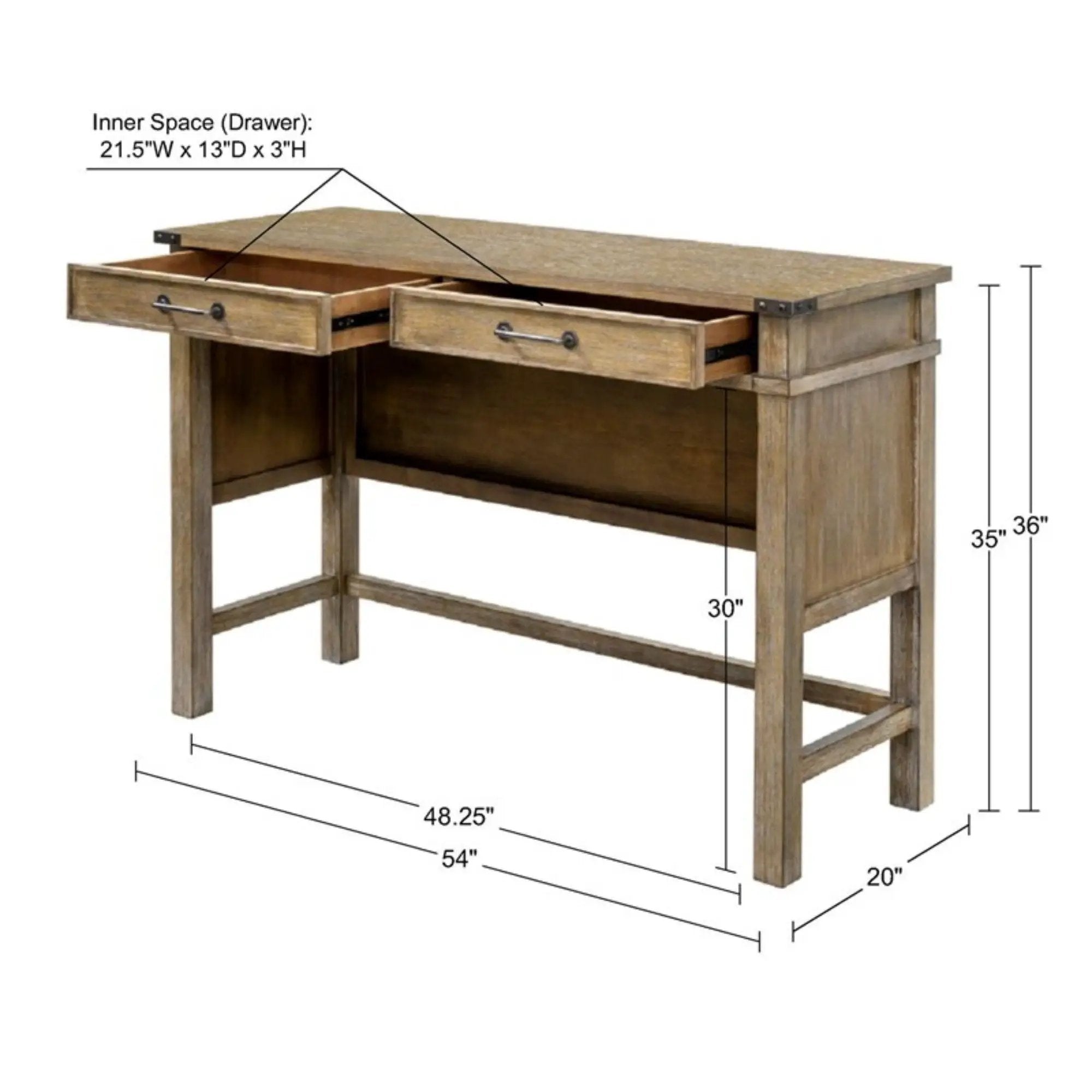 Belfast - Occasional Table With 2 Drawers - Reclaimed Natural by HouseOfZazla