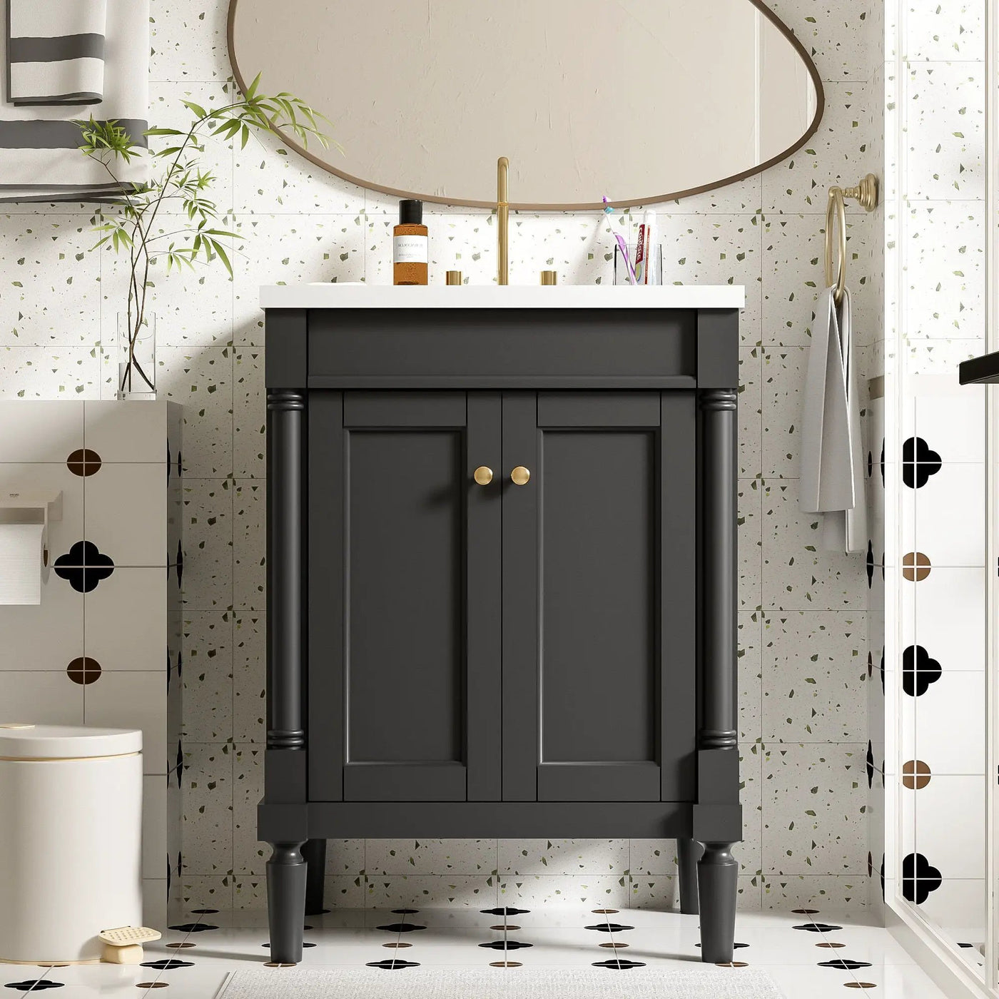 Bathroom Vanity With Top Sink, 2 Tier Storage Cabinet by Unique Piece Furniture
