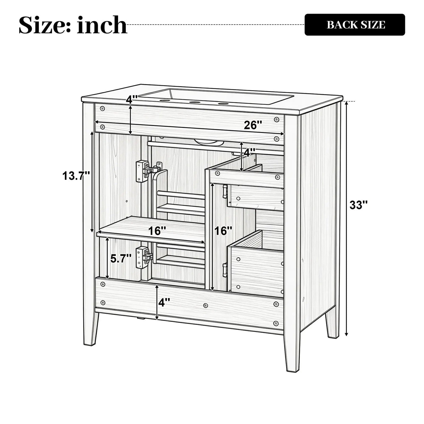 Bathroom Vanity With Sink, Soft Closing Cabinet by HouseOfZazla