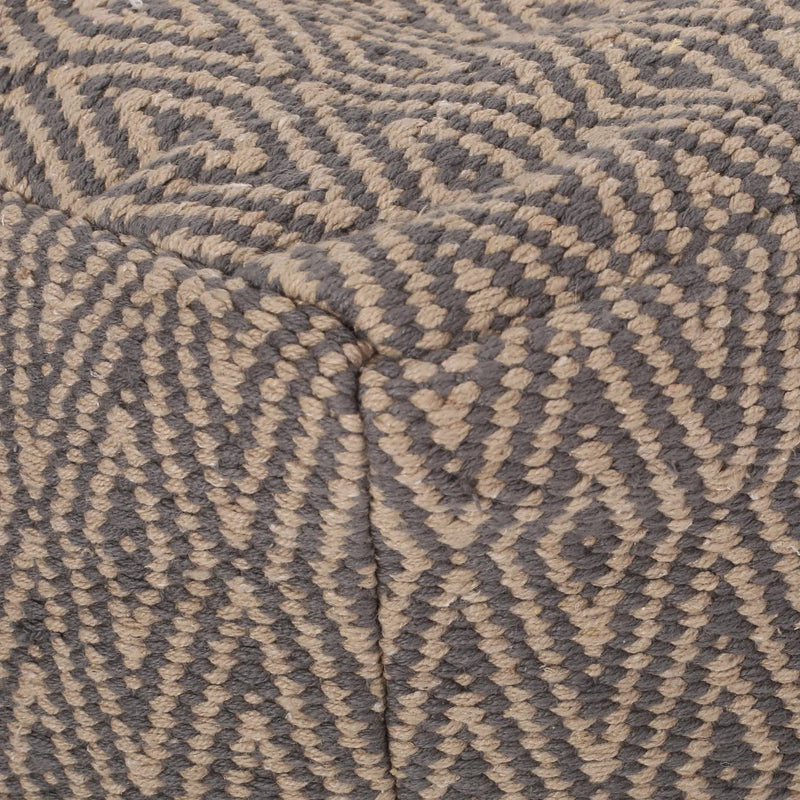Amuleto - Hand Loomed Cotton Pouf - Dark Gray / Brown by Unique Piece Furniture