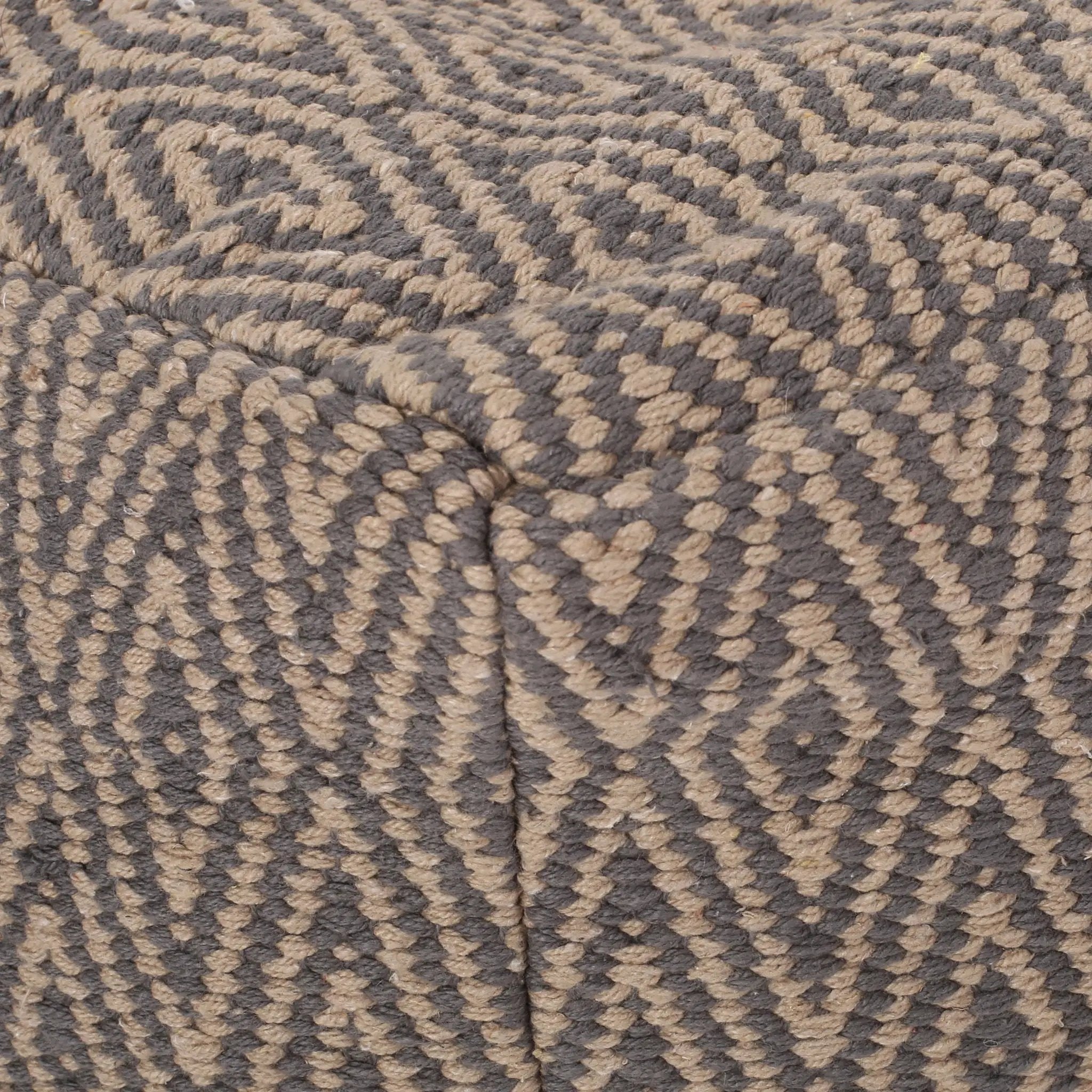 Amuleto - Hand Loomed Cotton Pouf - Dark Gray / Brown by HouseOfZazla