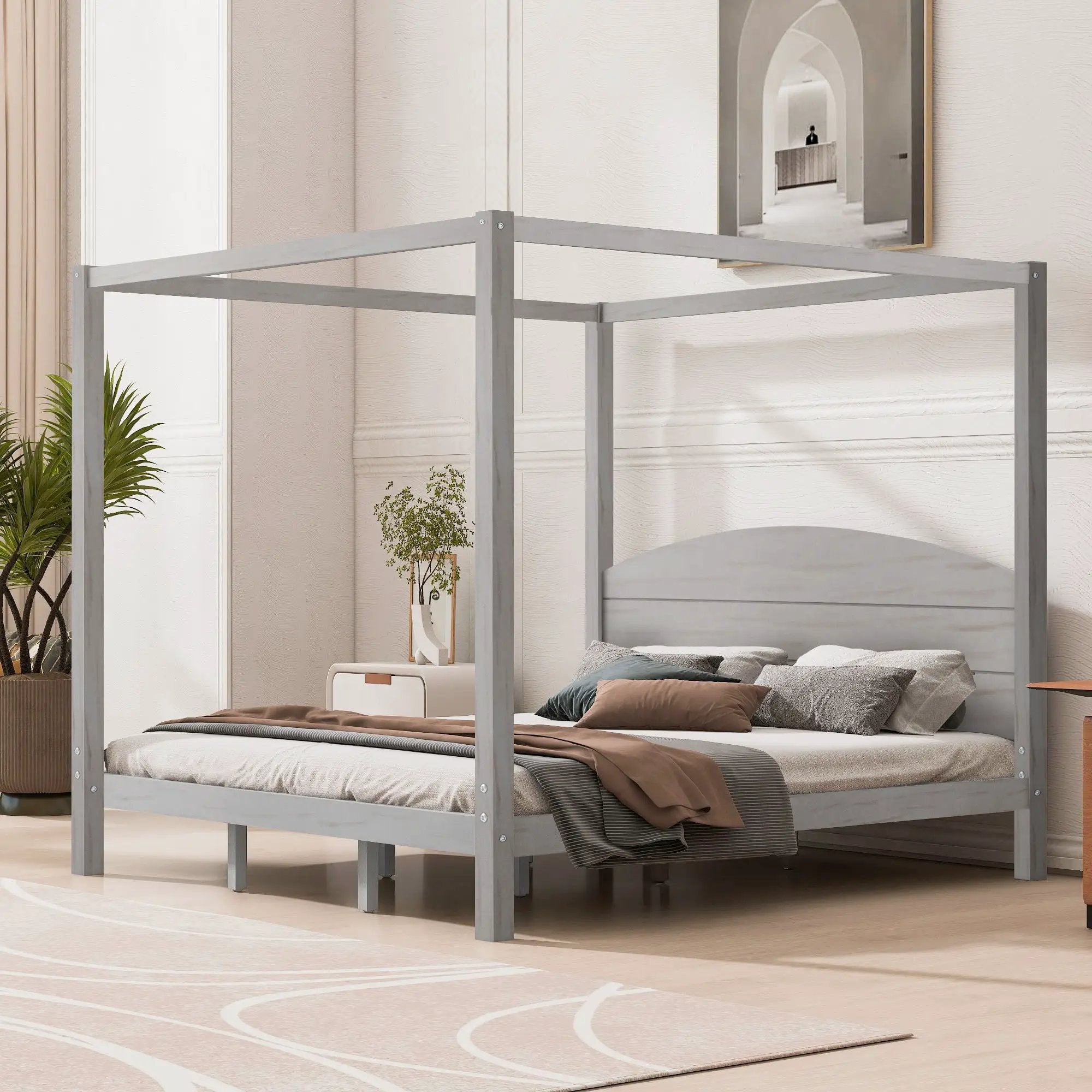 anopy Platform Bed With Headboard And Support Legs by Unique Piece Furniture