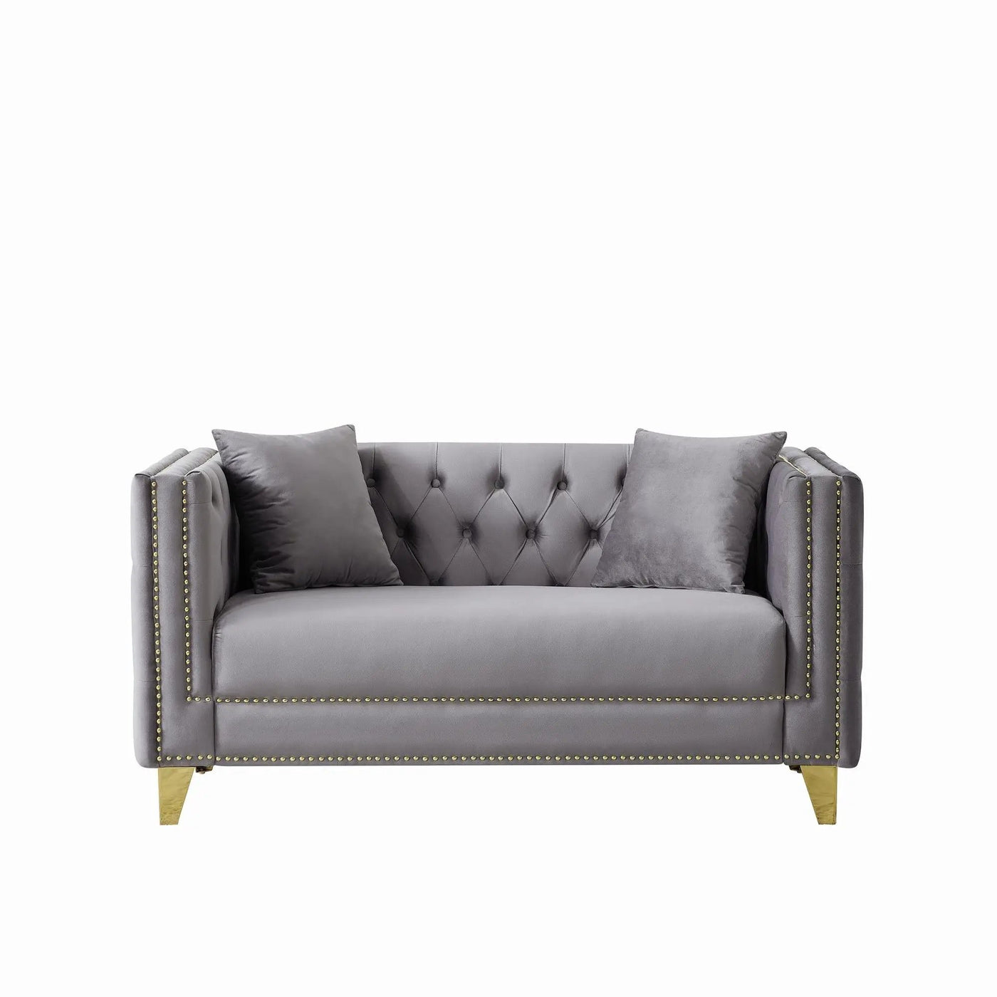 2 Seater Deep Seat Sofa With Button Nailhead, Square Arm by HouseOfZazla
