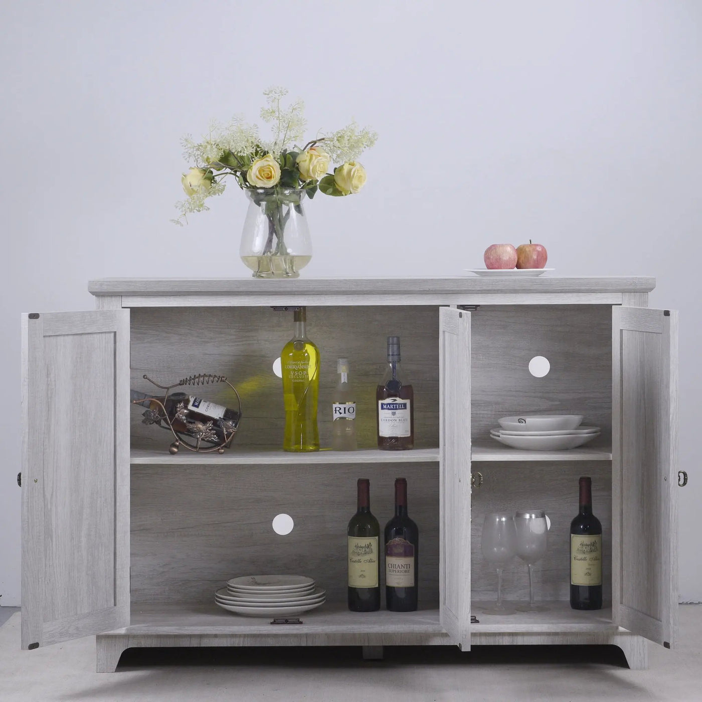 3 Door Mirrored Sideboard Cabinet With Adjustable Shelves by HouseOfZazla