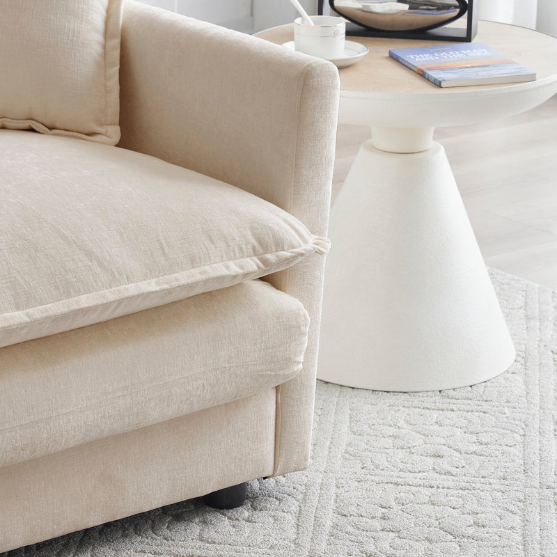 Chenille Two-Seater L-Shaped Sectional Sofa with Ottoman - Chenille, photo 10 of 10