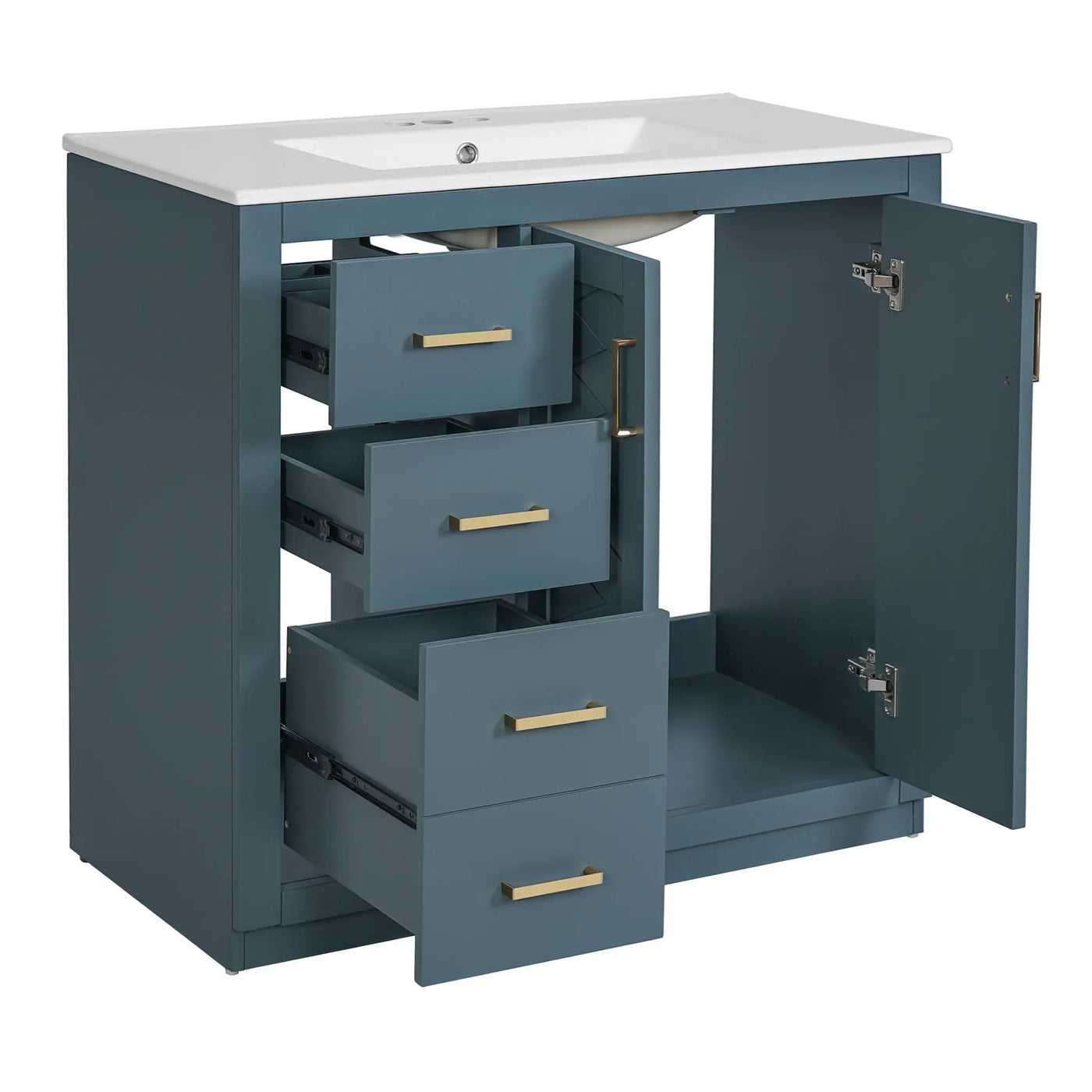 Bathroom Vanity With Sink Combo, Storage Cabinet, Freestanding Set With 3 Drawers & Soft Closing Doors by HouseOfZazla