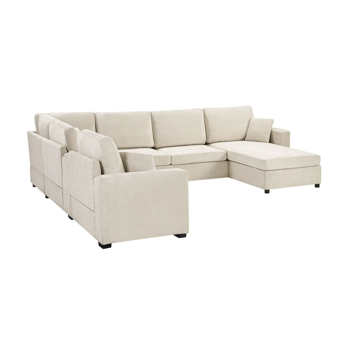 Modular 5 Seat U-Shape Sectional Sofa With Chaise Lounge, Built In Cup Holders And Storage Drawer by HouseOfZazla