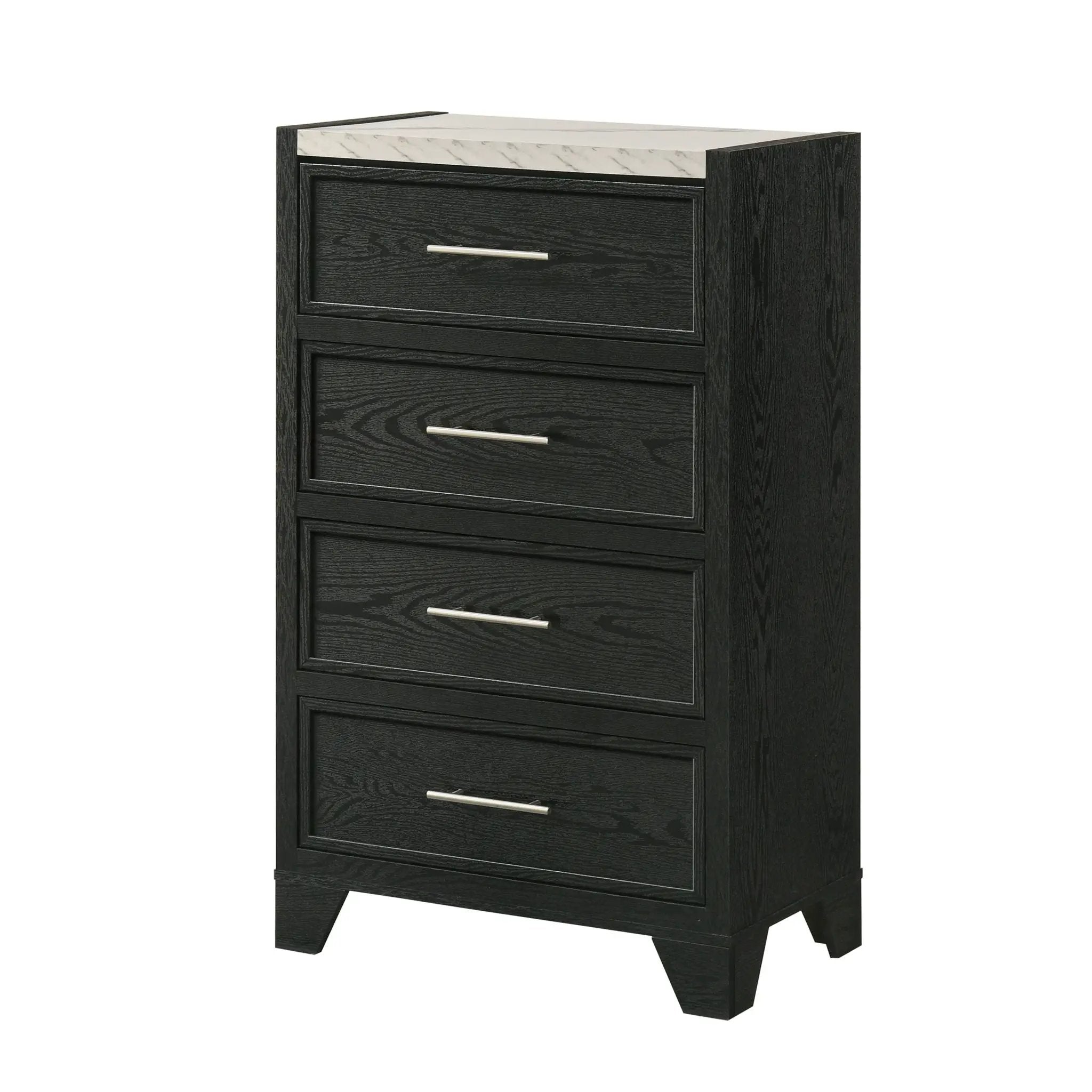1 Piece 4 Drawers Tall Chest Bedroom Furniture - Black / White by Unique Piece Furniture