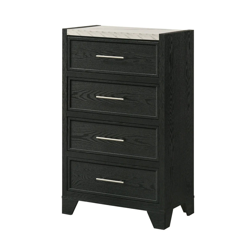 1 Piece 4 Drawers Tall Chest Bedroom Furniture - Black / White by HouseOfZazla
