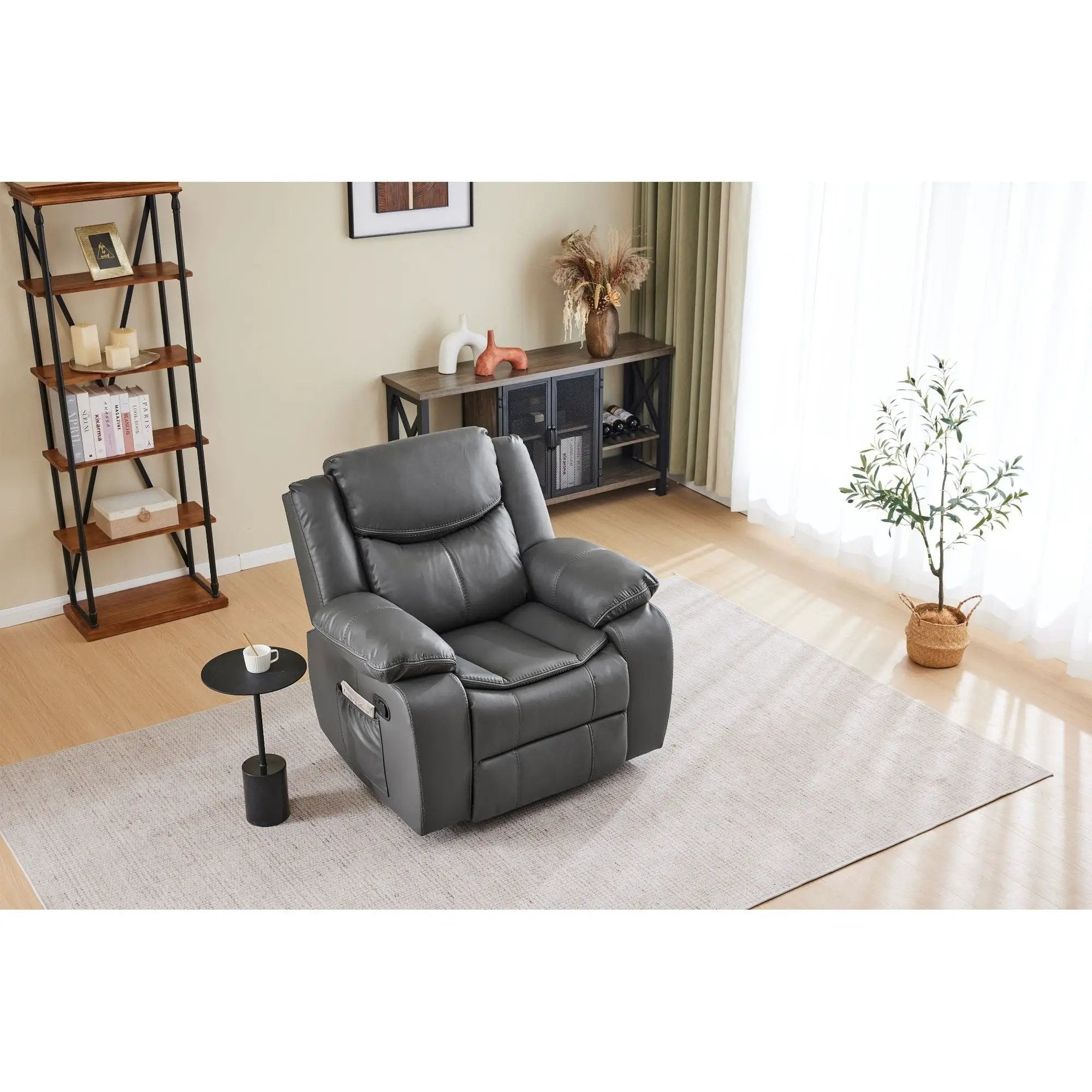 Recliner Chair With Vibration And Heating - Gray by HouseOfZazla