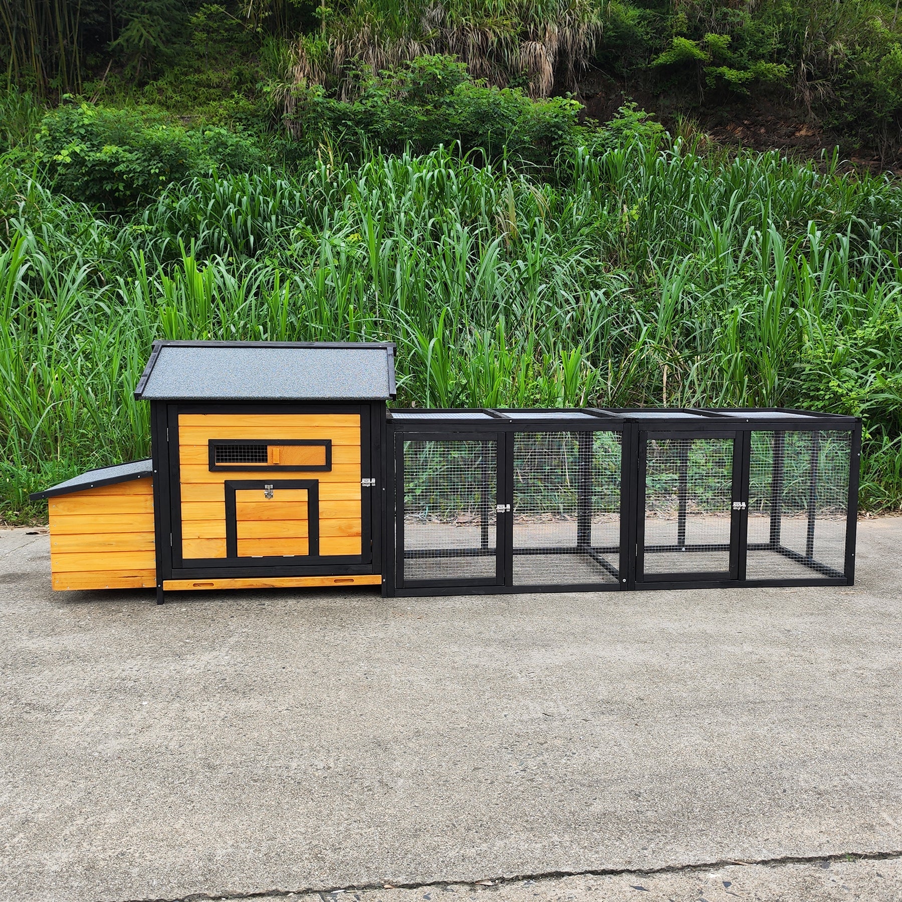 114" Wooden Chicken Coop with Outdoor Run by HouseOfZazla