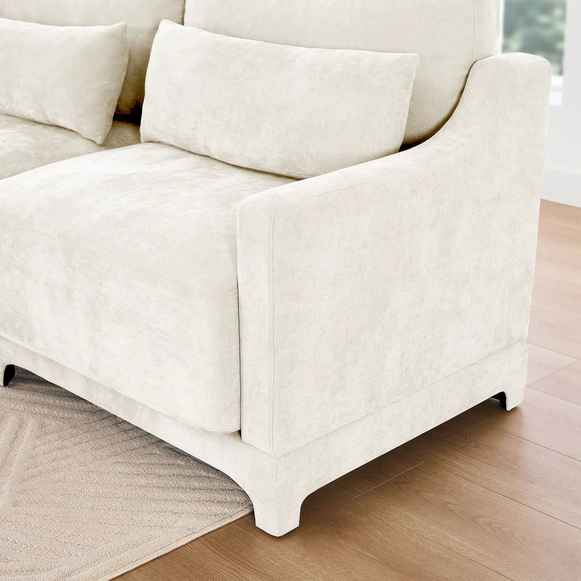 Elegant Sofa With Ergonomic Design And Lumbar Pillows