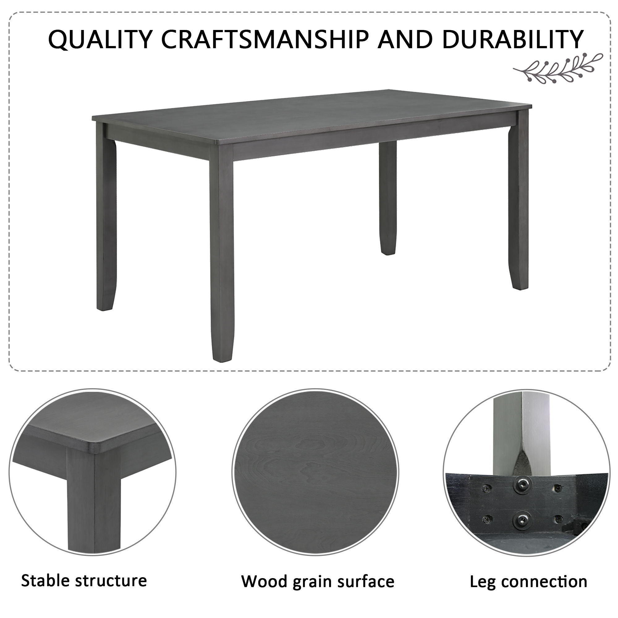 Modern 6 Piece Dining Table Set With Bench And Chairs For Dining Room Or Kitchen - Gray by HouseOfZazla
