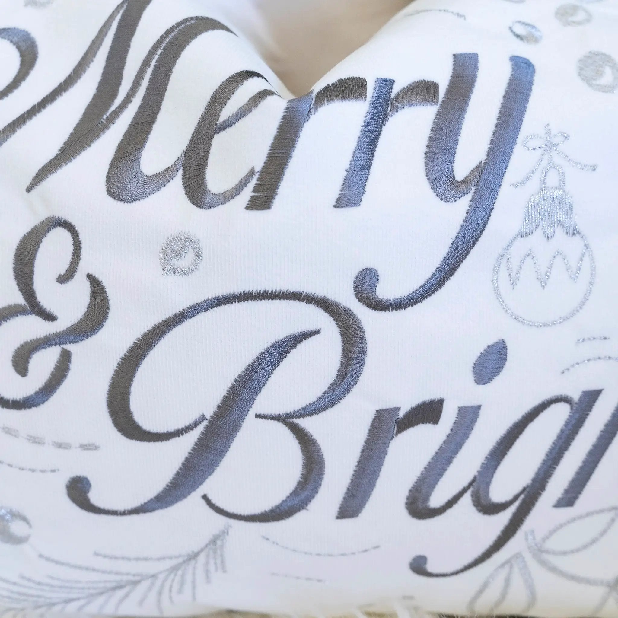 Merry & Bright Christmas Throw Pillow by HouseOfZazla