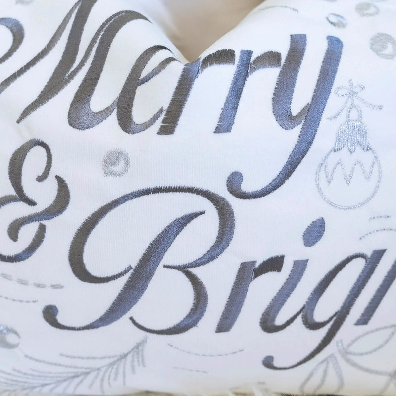 Merry & Bright Christmas Throw Pillow by HouseOfZazla