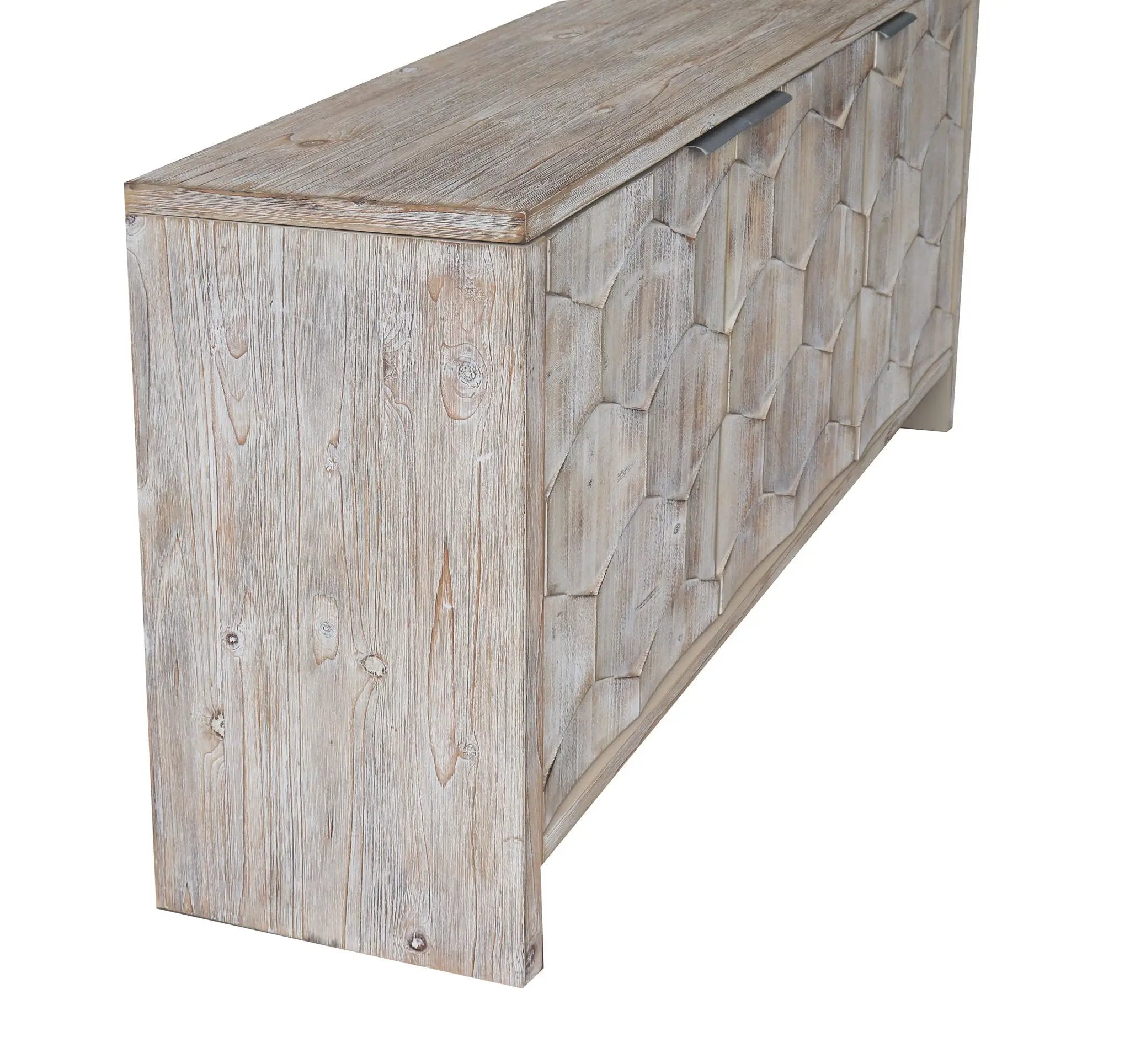 Accent Cabinet Farmhouse Style 3 Door Wooden Cabinet Sideboard Buffet Server Cabinet Storage Cabinet, For Living Room - Natural Wood Wash by Unique Piece Furniture