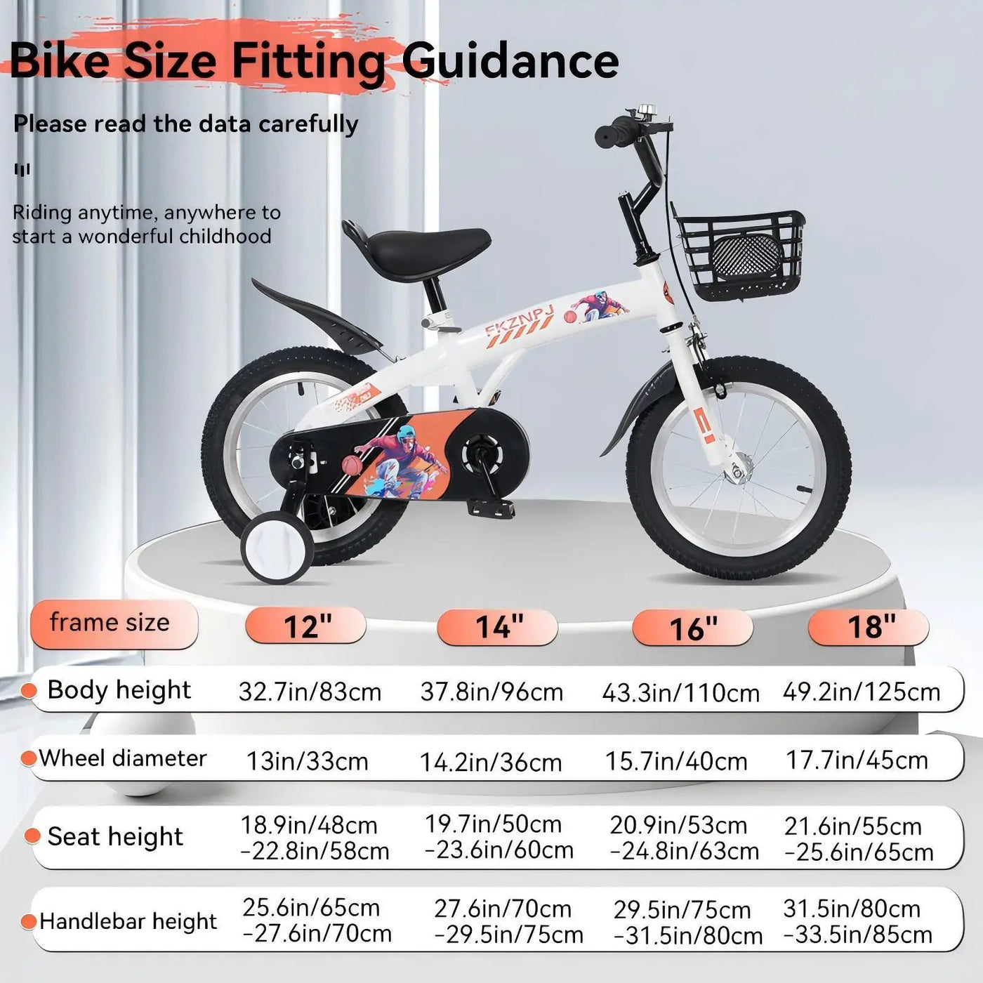 Fkznpj - 18" Sporty Kids Bike With Training Wheels And Stand Adjustable Saddle Suitable For Boys And Girls Aged 5 - 10 Years Tall Height 39 - 49" Available In A Variety Of Colors by HouseOfZazla