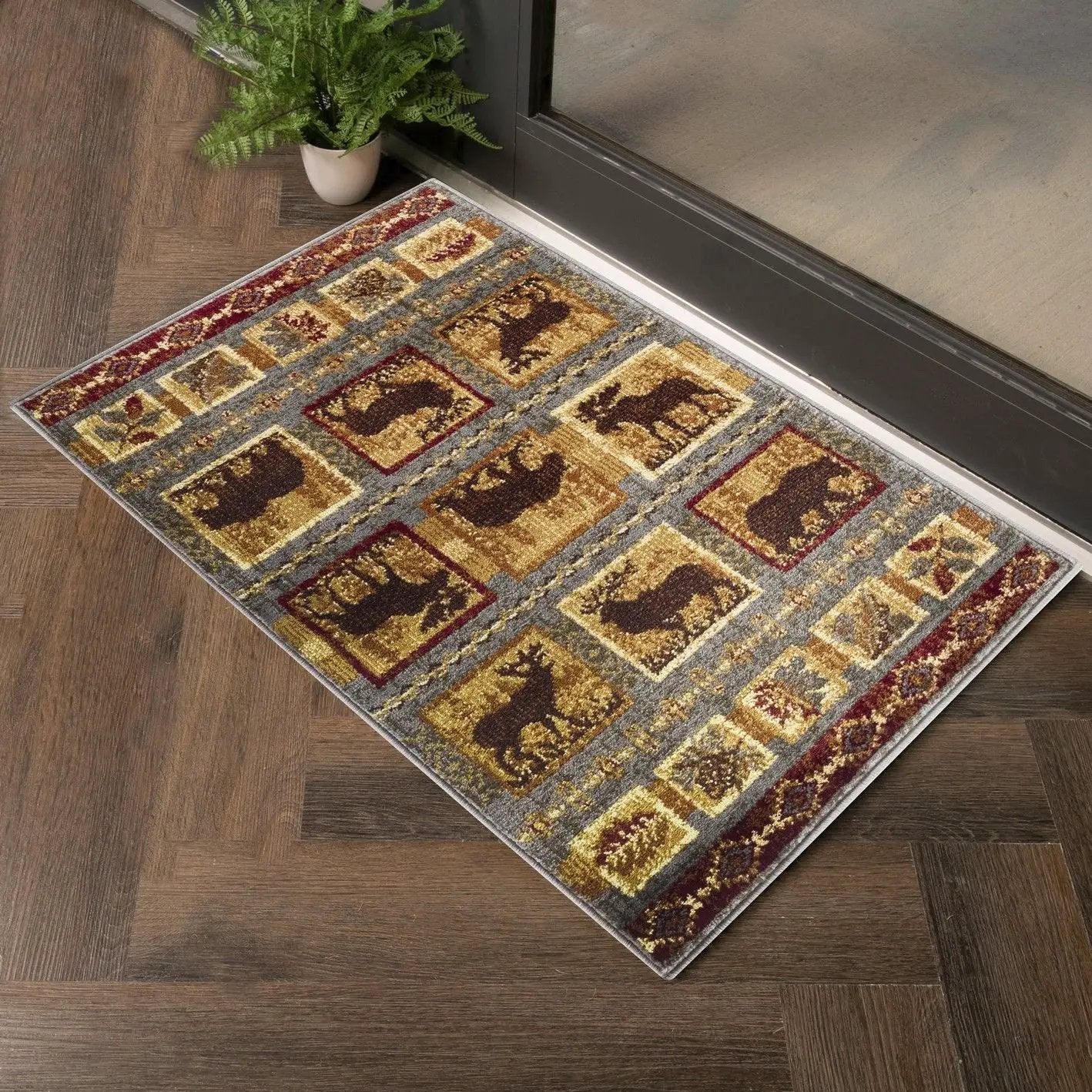 Nature's Nest - 5'3" X 7'3" Lodge Area Rug - Multi, Blue by Unique Piece Furniture