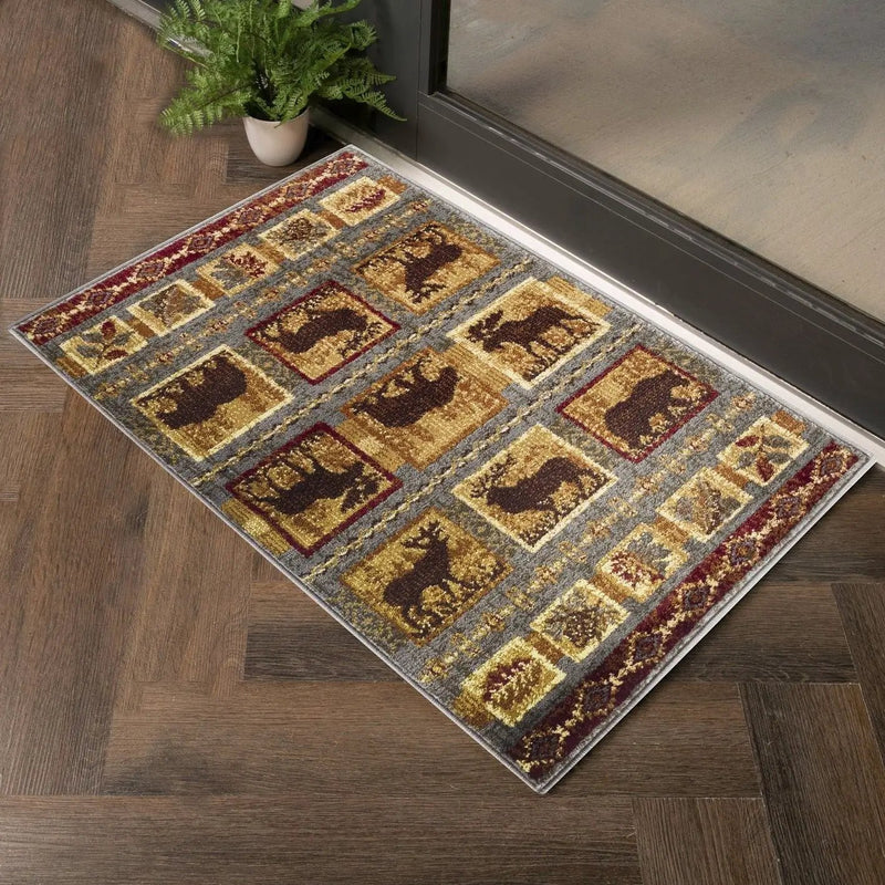 Nature's Nest - 5'3" X 7'3" Lodge Area Rug - Multi, Blue by Unique Piece Furniture