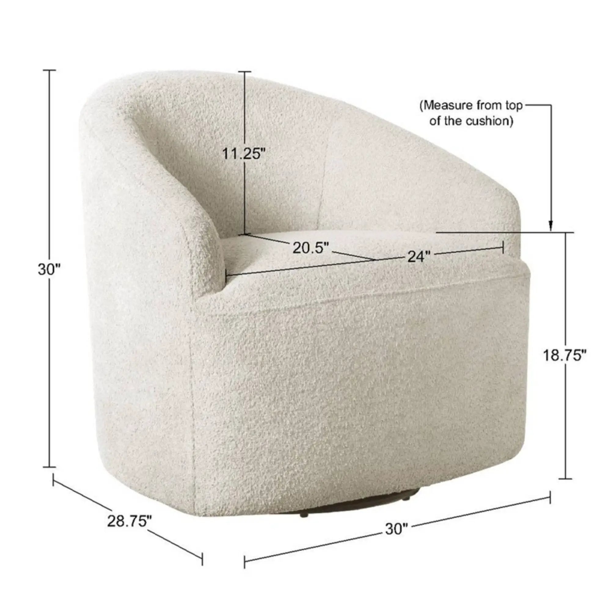 Upholstered 360 Degree Swivel Chair - Cream by HouseOfZazla