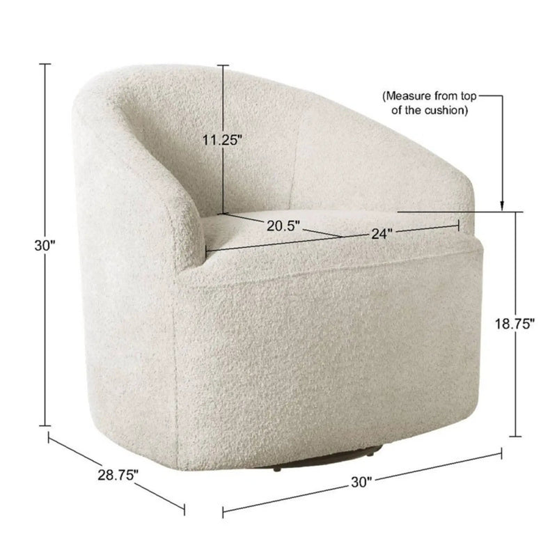 Upholstered 360 Degree Swivel Chair - Cream by HouseOfZazla