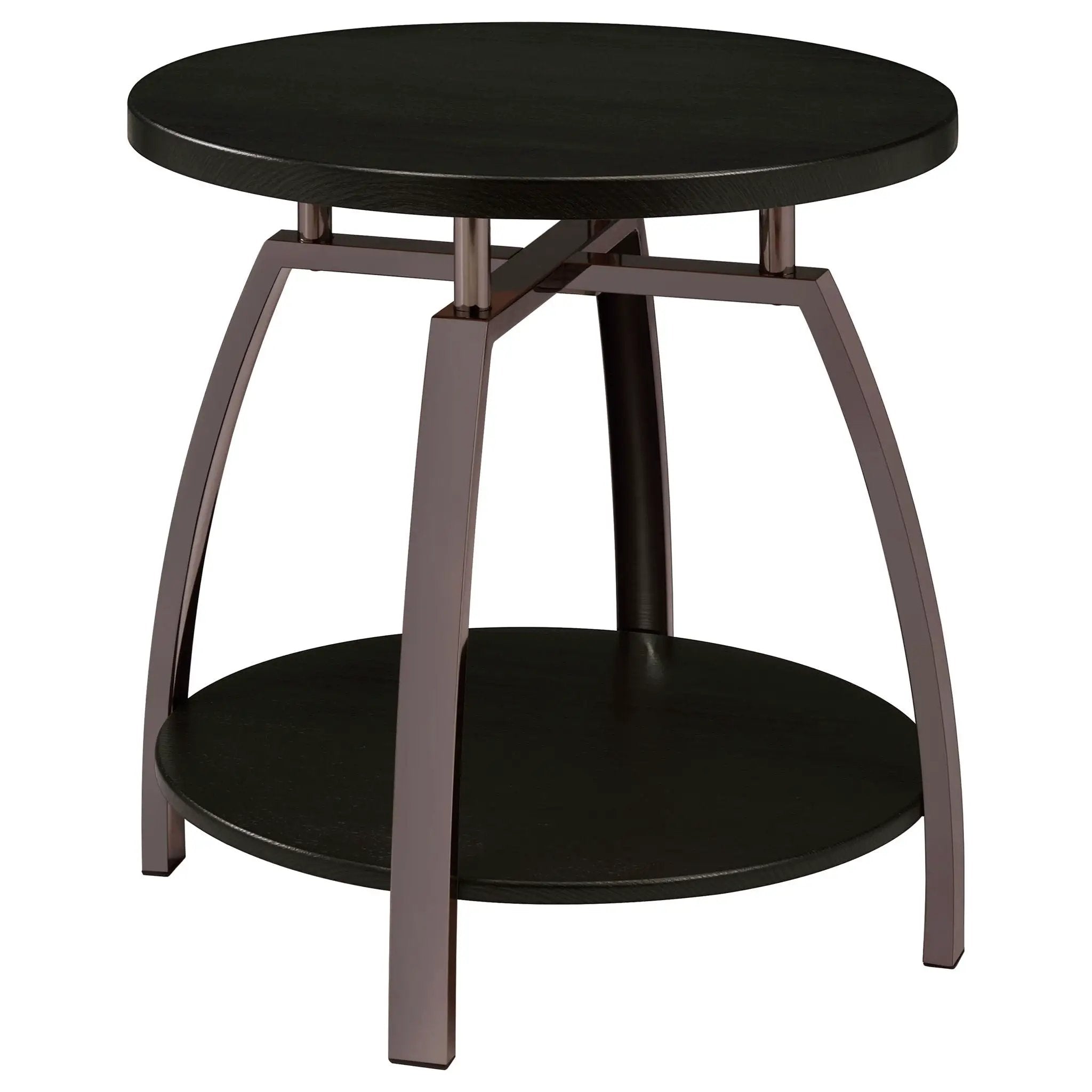 Dacre Round Engineered Wood Top Side End Table Dark Charcoal by Unique Piece Furniture