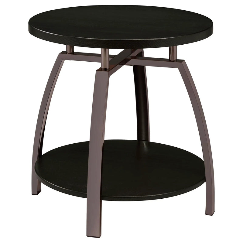 Dacre Round Engineered Wood Top Side End Table Dark Charcoal by Unique Piece Furniture