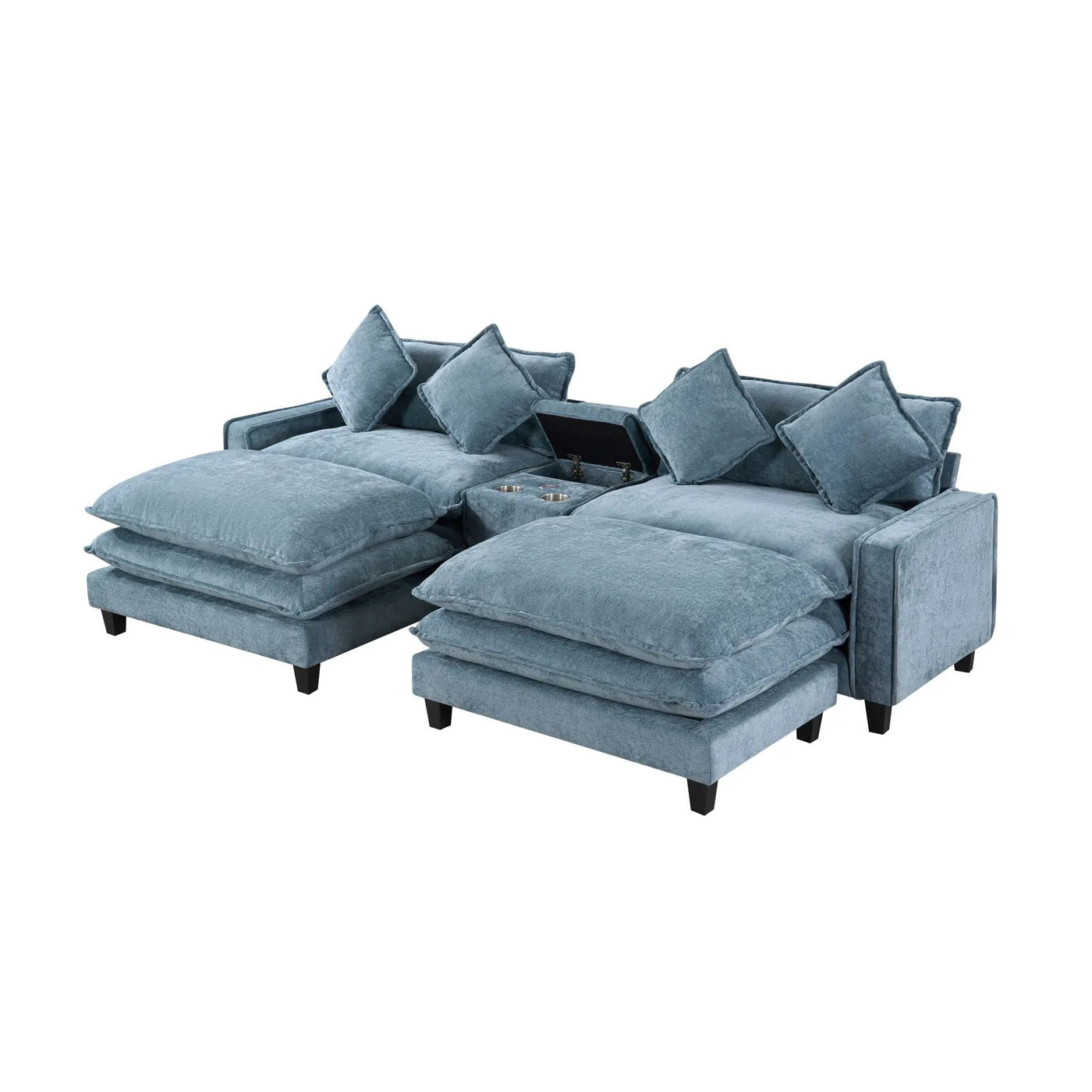 Modern Sectional Sofa With Removable Ottomans, USB Ports by HouseOfZazla