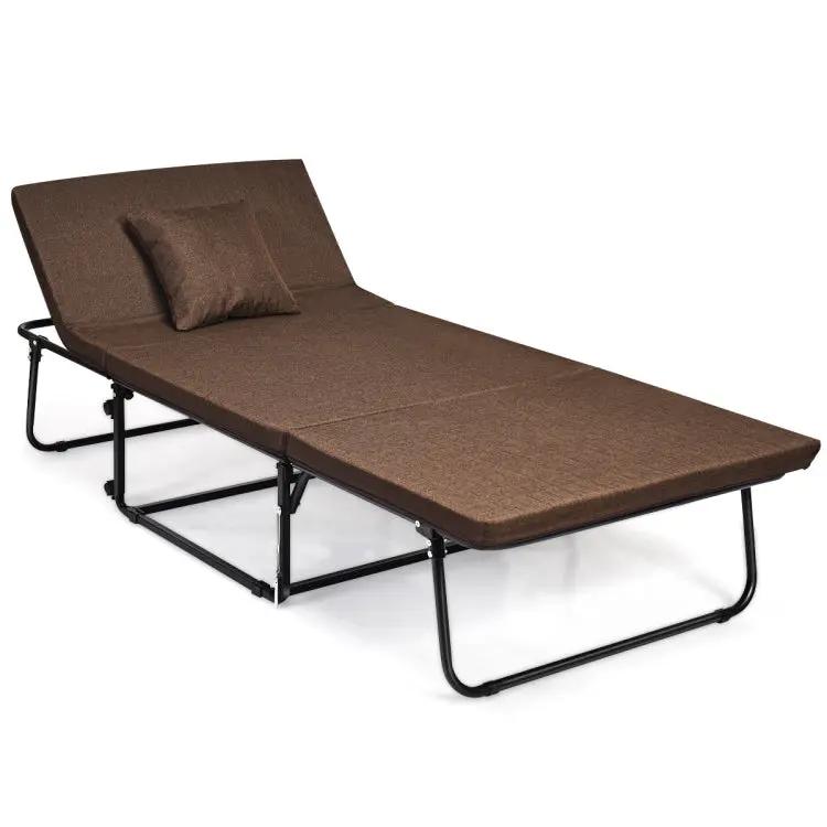 Folding Guest Sleeper Bed w/6 Position Adjustment-Brown by DirectDeals