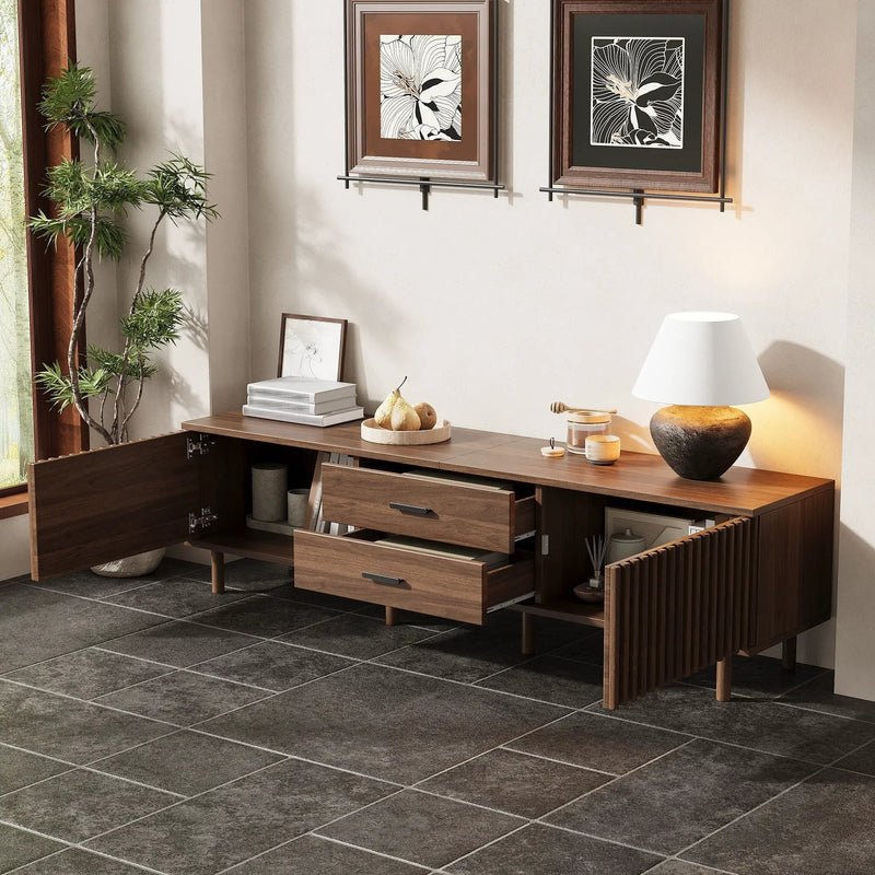 TV Stand For TVs Up To 80", Media Entertainment Center With Ample Storage - Dark Brown by HouseOfZazla