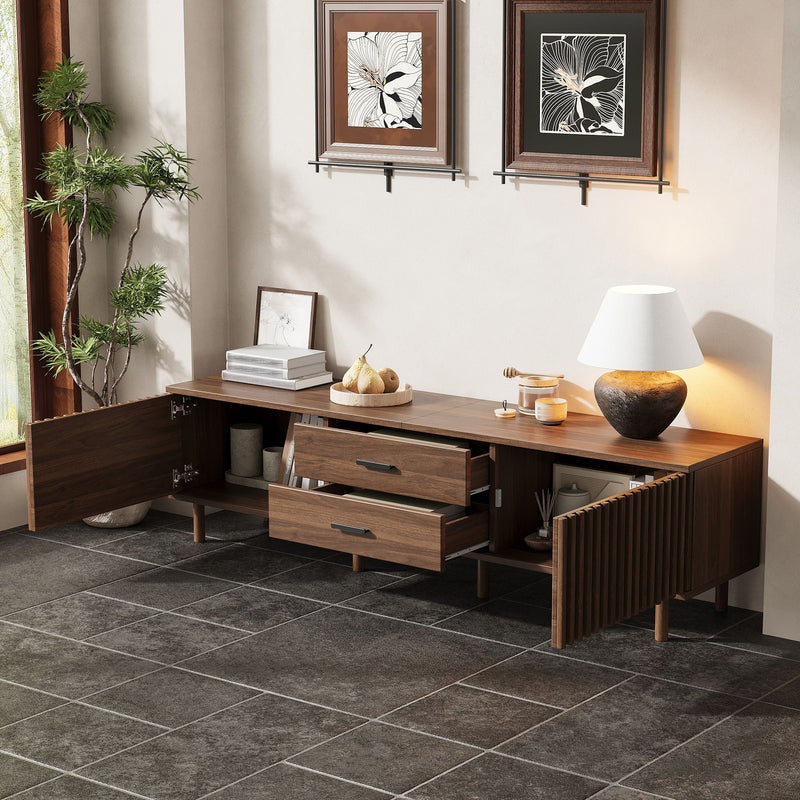 Dark Brown TV Stand for TVs Up to 80" with Ample Storage, photo 4 of 13