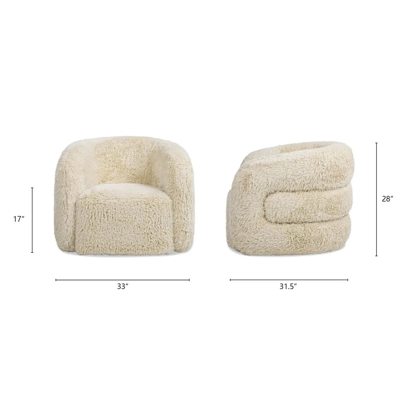 Colt - Fur Swivel Upholstered Barrel Accent Arm Chair - Cream Beige by HouseOfZazla
