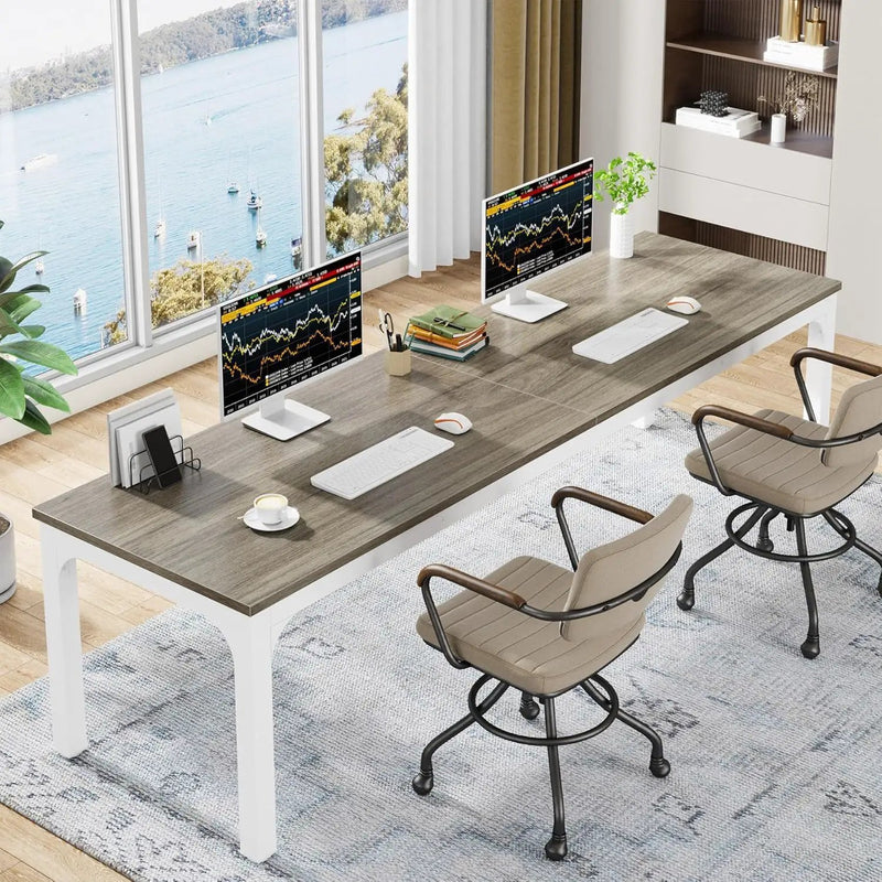 Extra Long 2 Person Computer Desk With Collaborative Workstation by HouseOfZazla