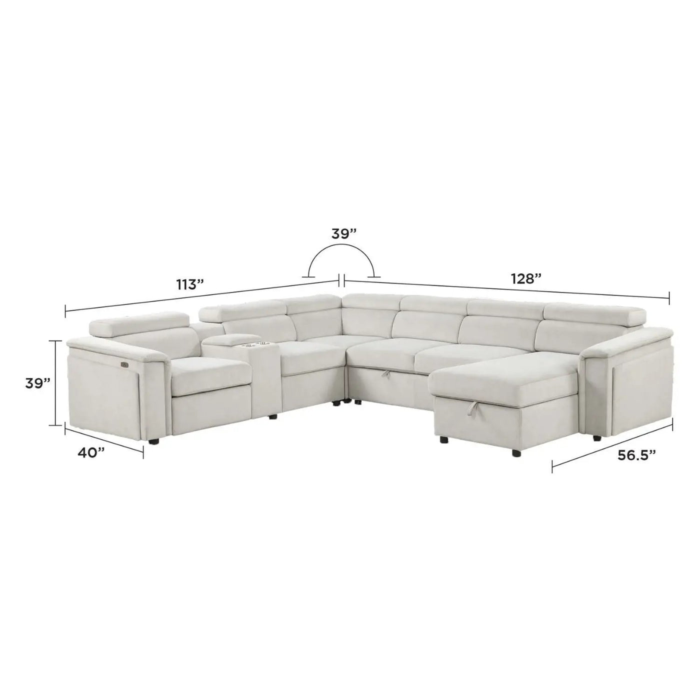 Harvey - Power Recliner Sleeper Sectional by HouseOfZazla